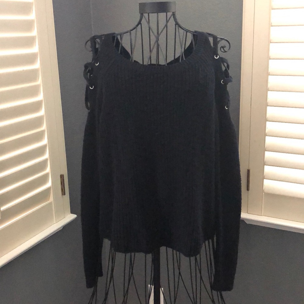 Cold shoulder lace up sweater from Express